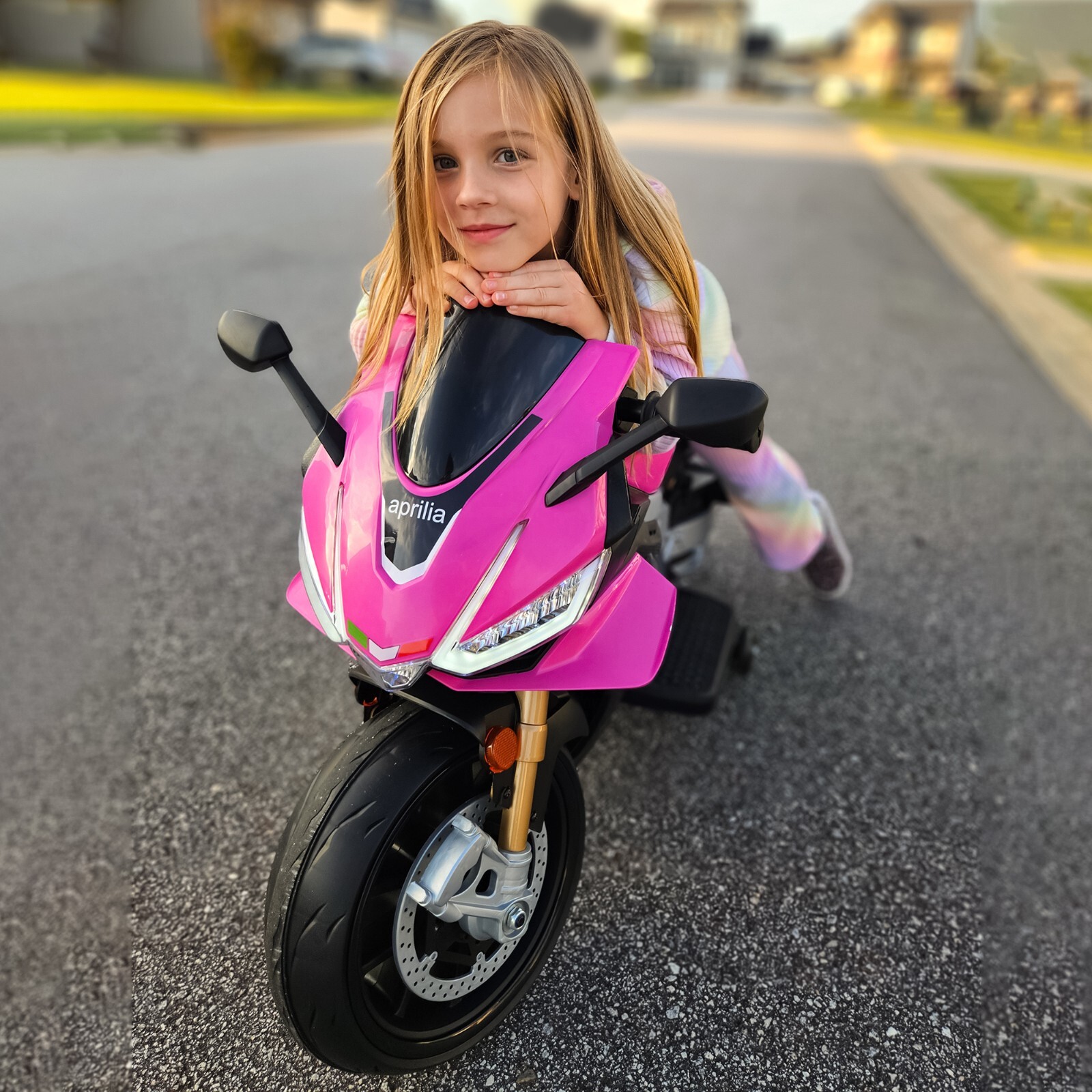 Aprilia 24V Kids Electric Motorcycle 6mph Dirt Bike Ride on Toy Bluetooth Music