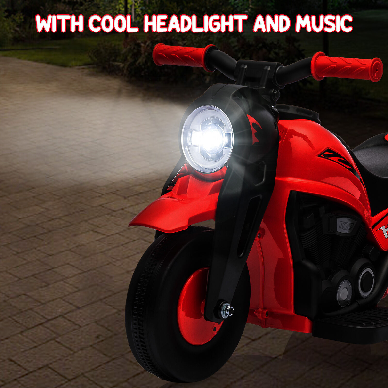 6V Kids Ride On Motorcycle 3 Wheel Trike with Headlight and Pedal for Kids 3-8