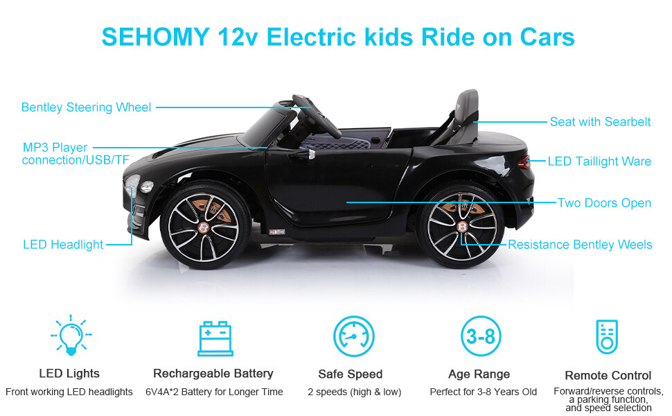 Electric Ride on Car LICENSED Bentley Style 12V Battery Powered w/Remote Control