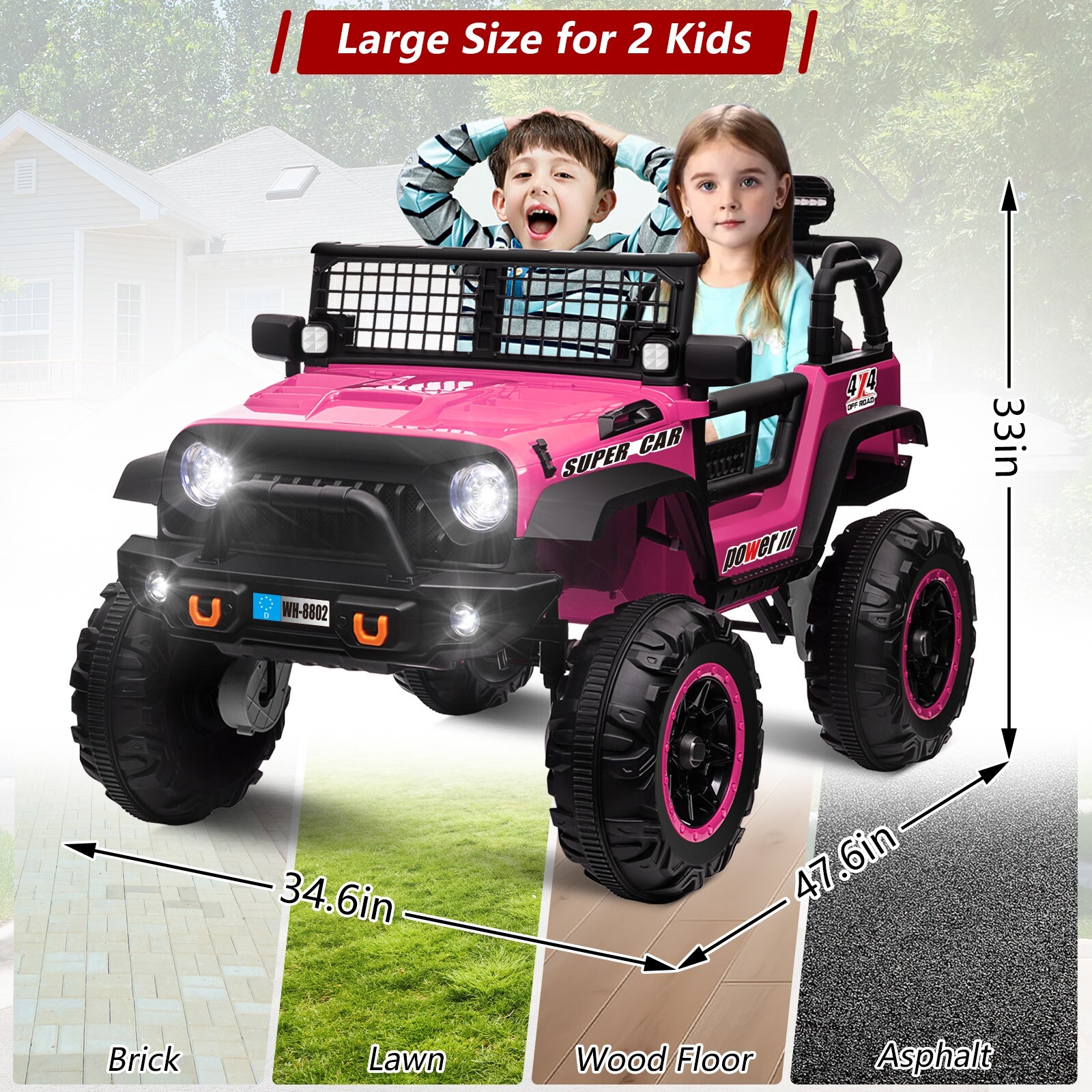 ZEOPHOL Ride on Car 24V 4WD/2WD Switchable 2 Seater Kids Electric Vehicle Truck