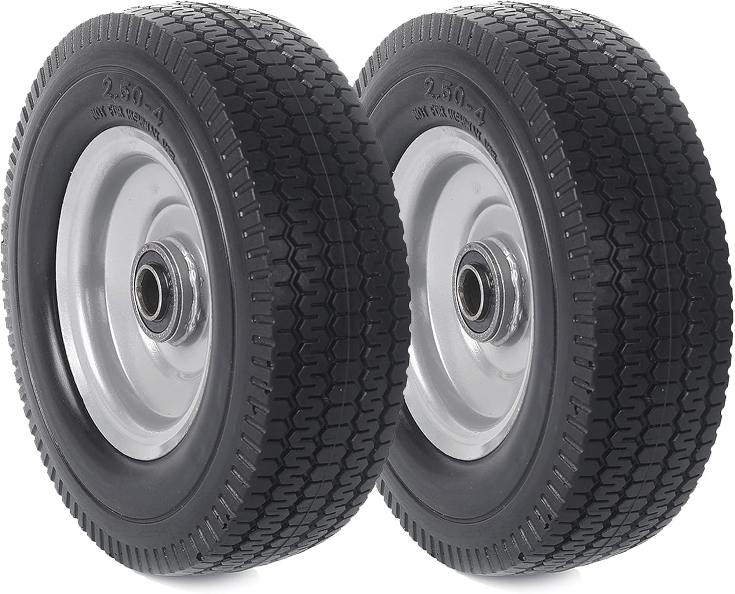 2-Pack 8-Inch Solid Wheel Replacement Flat Free Tire and Wheel for Hand Truck