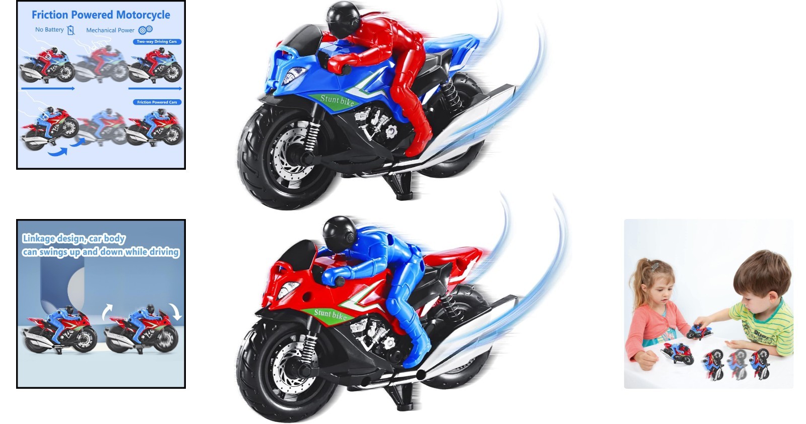 Kids Motorcycle Toys Set – 2 Pull-Back Diecast Motorcycles for Ages 3-8, Red …