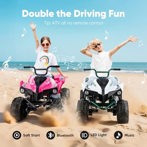 Pink 24V Iron-Frame ATV for Big Kids – 2 Seater – 4WD Heavy-Duty
