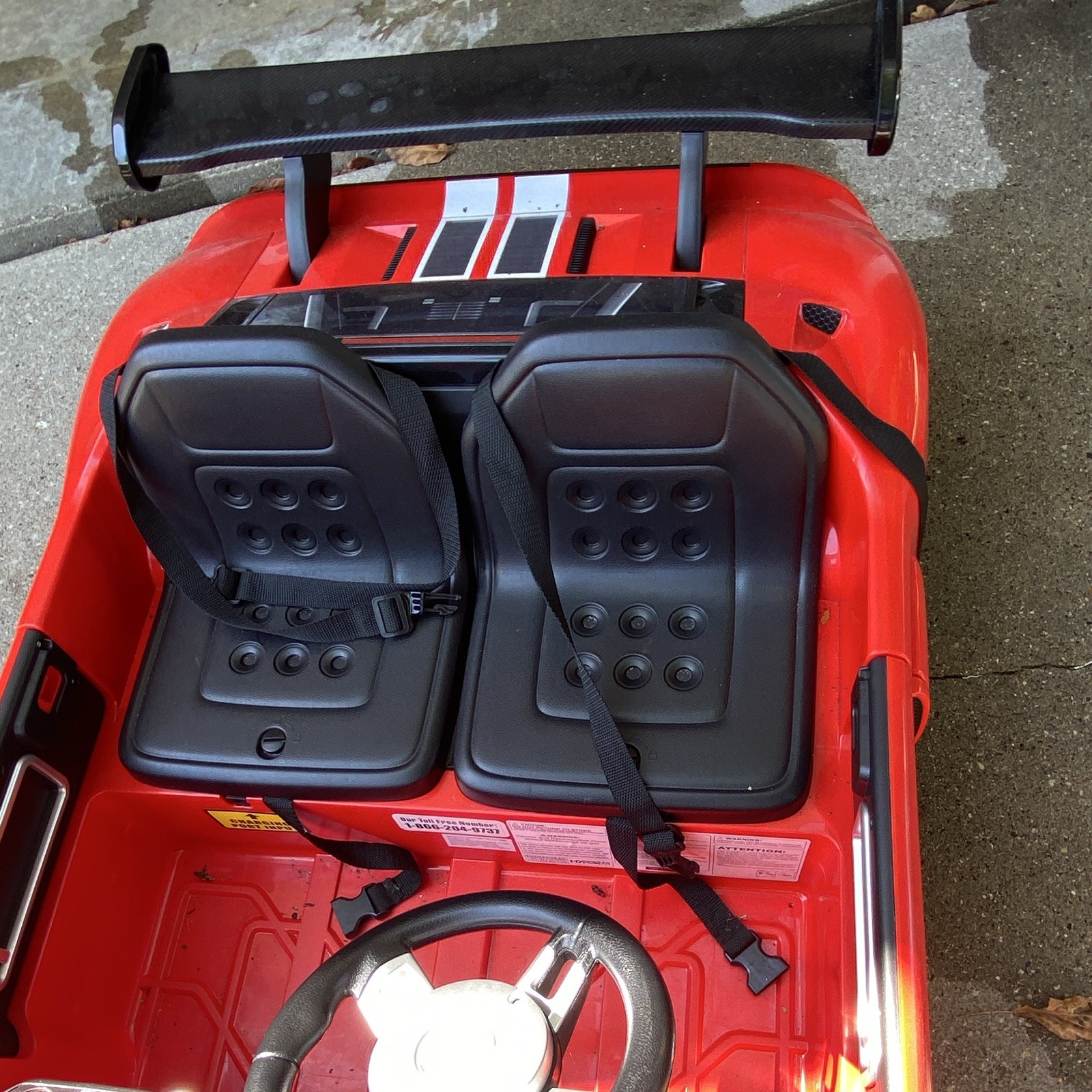Ford GT Style Battery-Powered 2-Seat Ride-On Car, Red w/ White Stripes