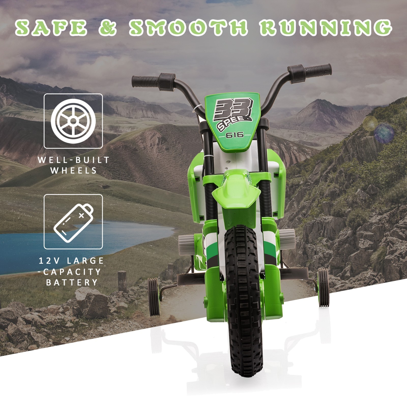 TOBBI Electric Motorcycle for Kids 12V Dirt Bike Ride on Toy Battery Motorbike