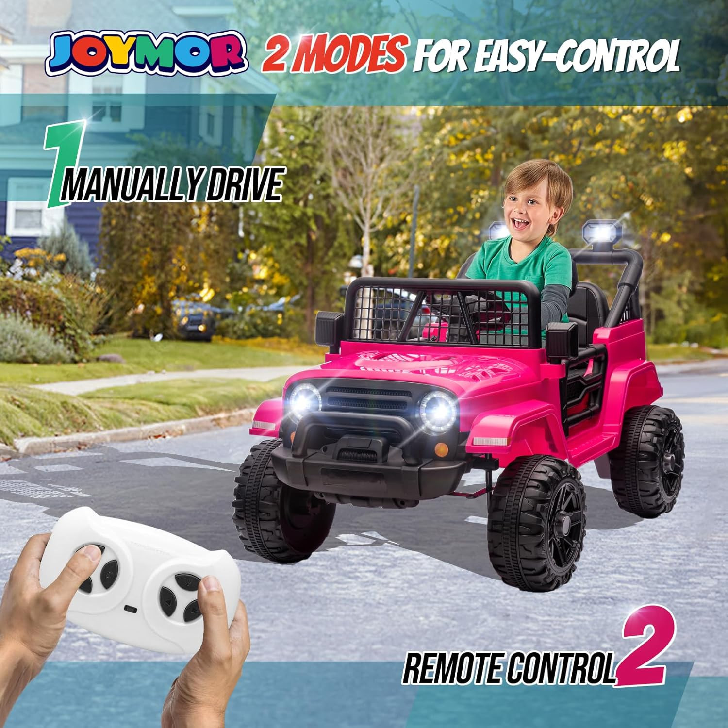 12V Kids Ride on Truck with Remote Control, 4 Wheels Battery Powered Kids Car, E