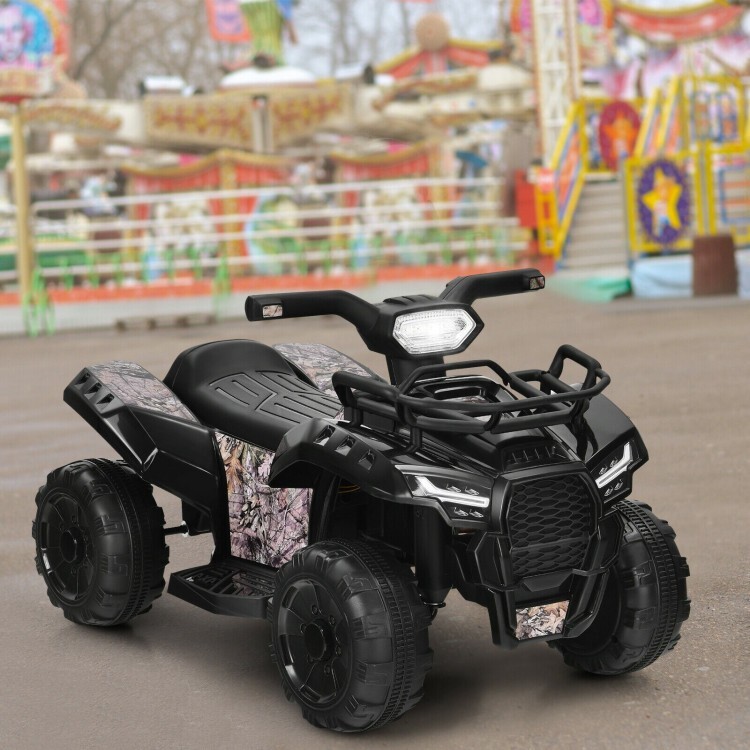 6V Kids ATV Quad Electric Ride On Car Toy Toddler Vehicle W/ LED Light MP3 Black