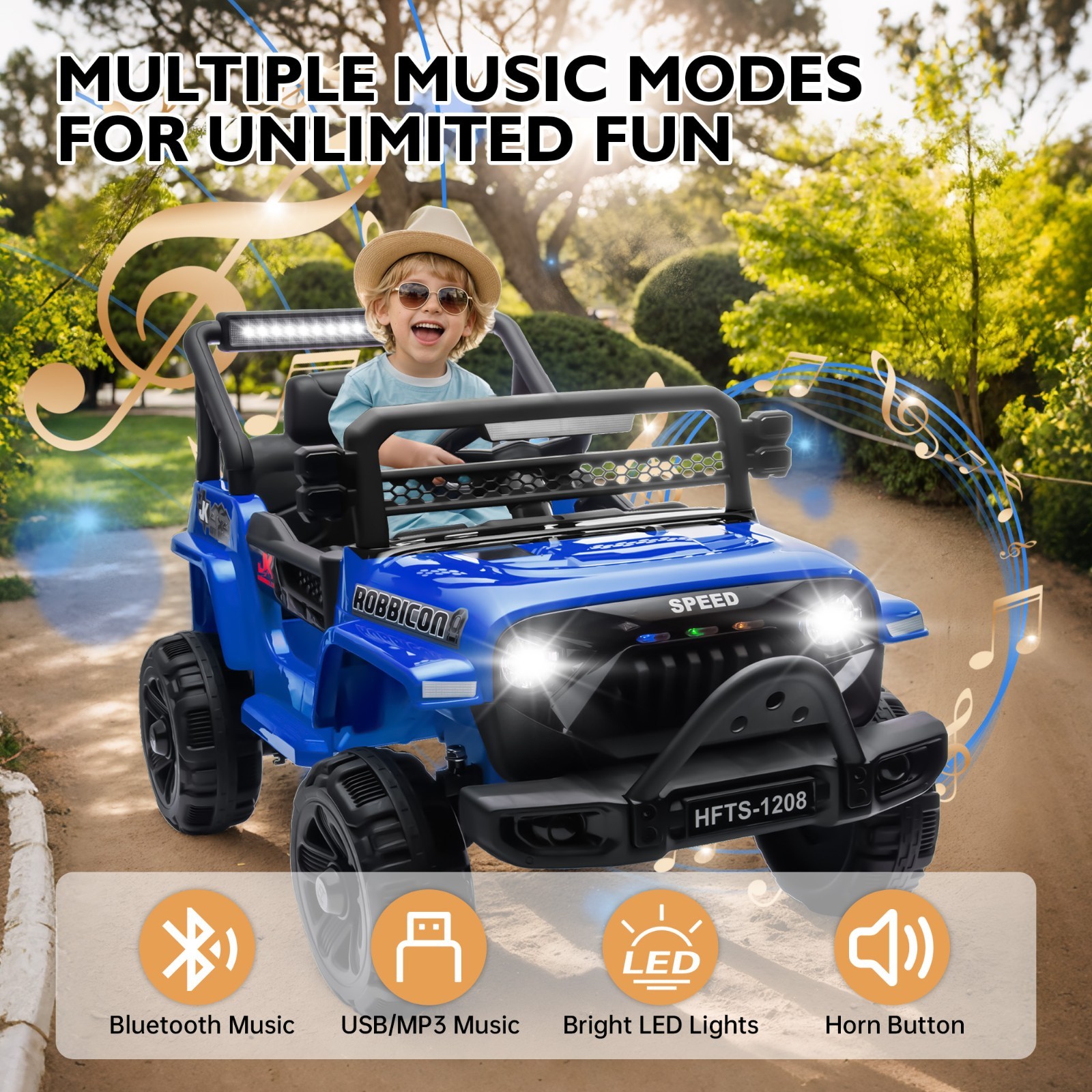 12V Electric Car Ride On Truck for Kids w/ Remote, Powered Wheels Toys, Blue