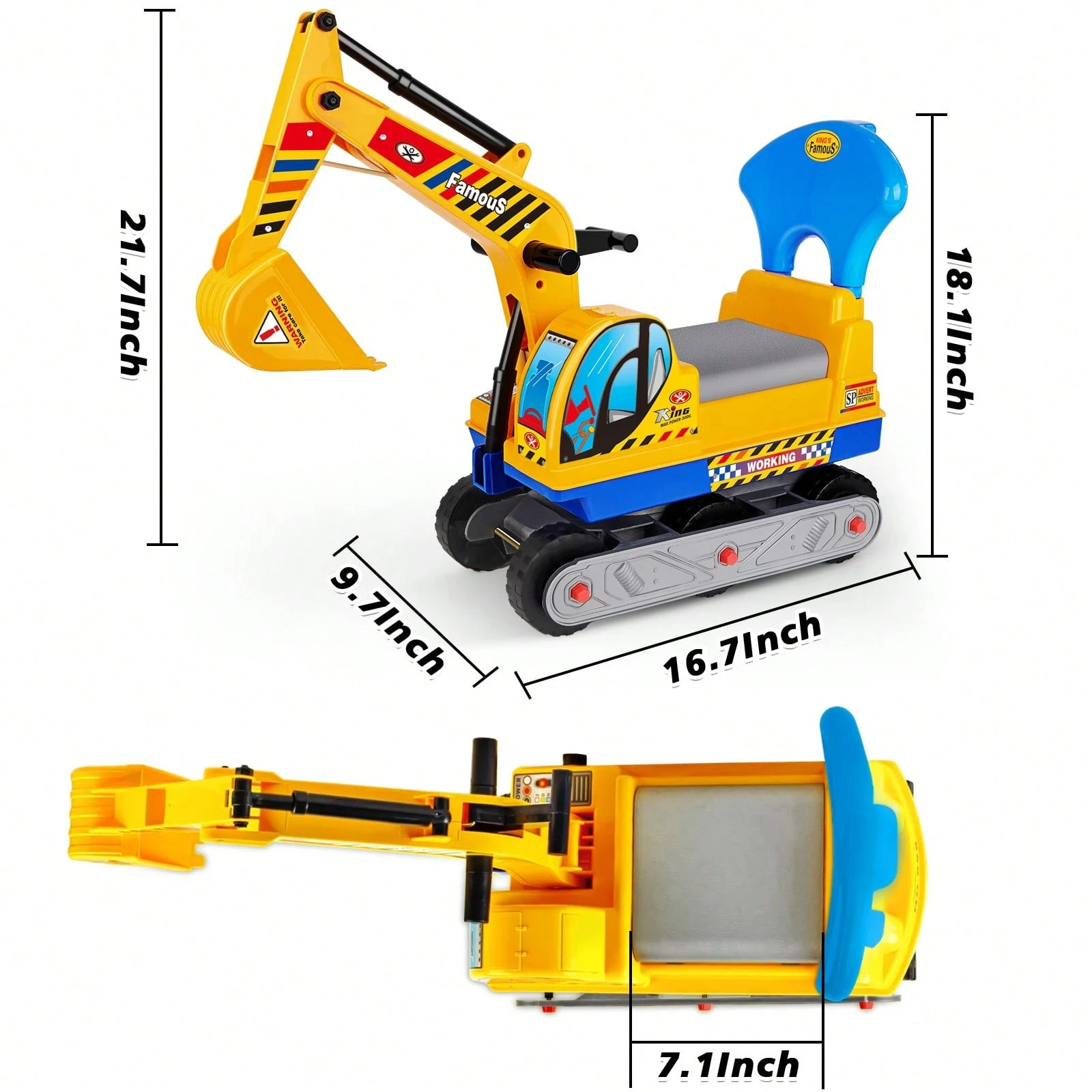 Excavator Ride On Toy Indoor Outdoor All-Terrain Boys Girls 3-8+