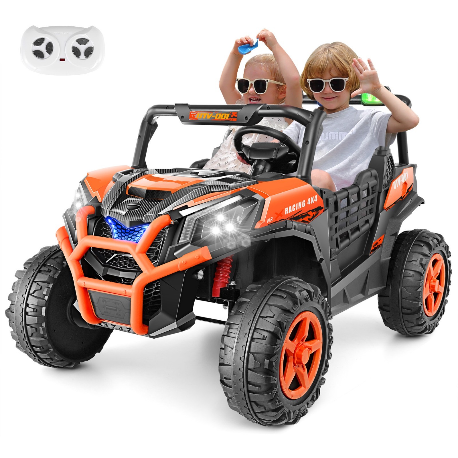 24V Ride on Car Truck with Remote Control 4WD/2WD Switchable 2 Seater for Kids