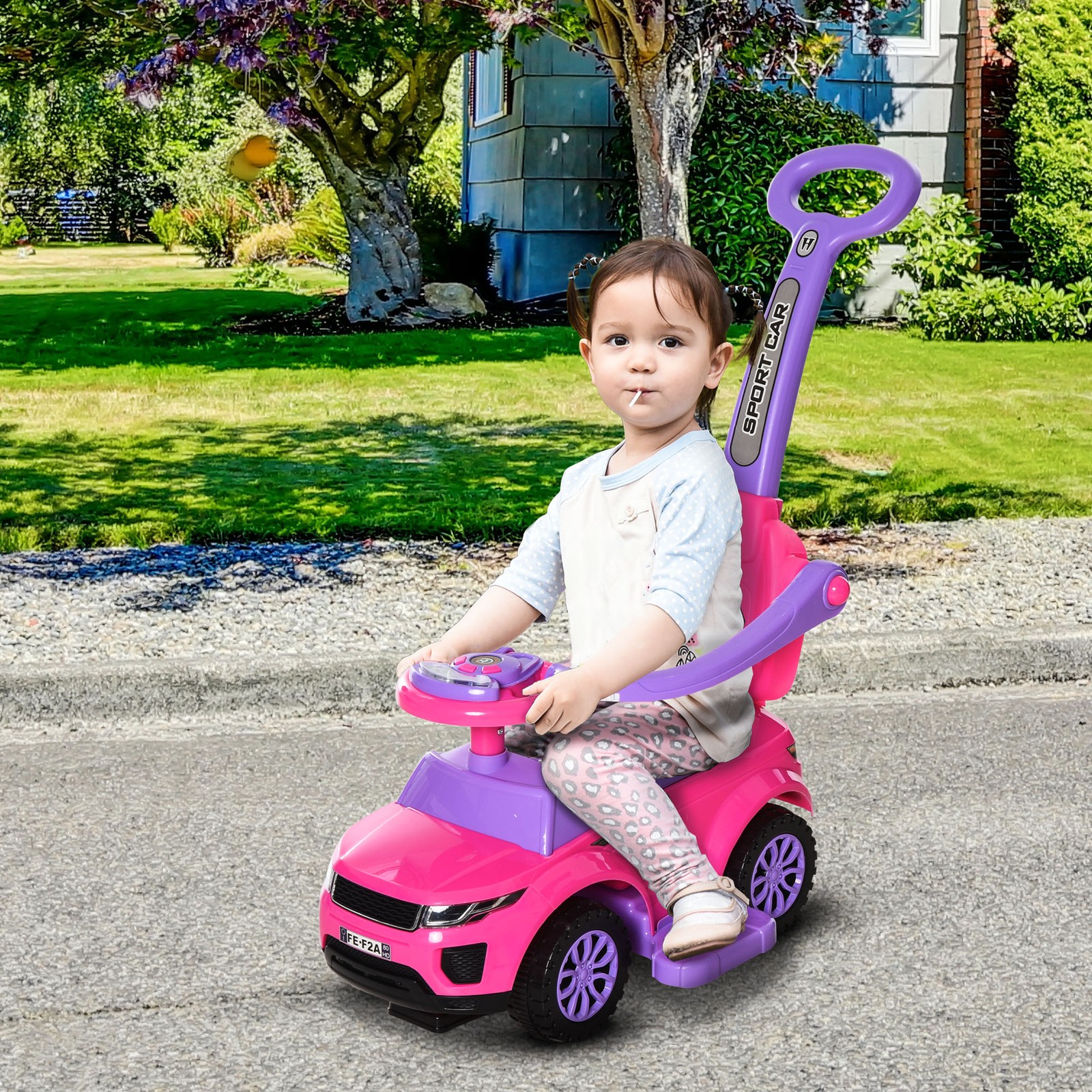 3-in-1 Toddler Push Car with Horn, Music & Lights, Ride On Toy for Ages 1-3
