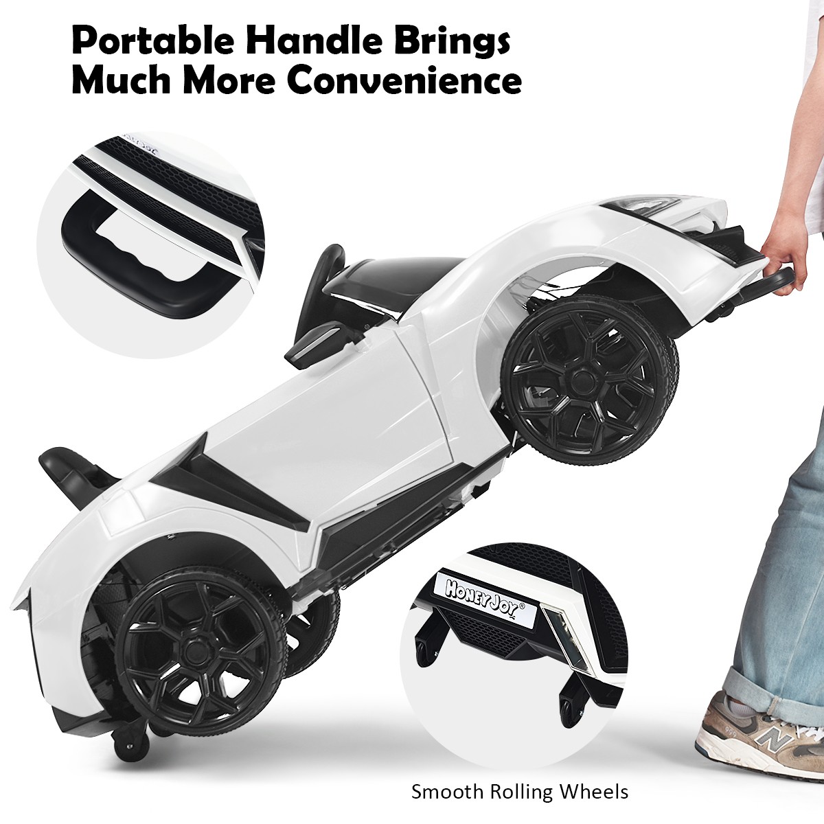 12V Kids Ride On Car 2.4G RC Electric Vehicle w/ Lights MP3 Openable Doors White