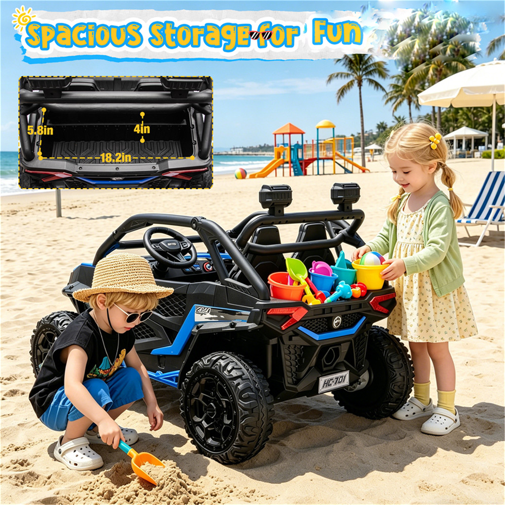 24V Ride On Car 800W Motors RC Bluetooth Spring Suspension LED Light Black