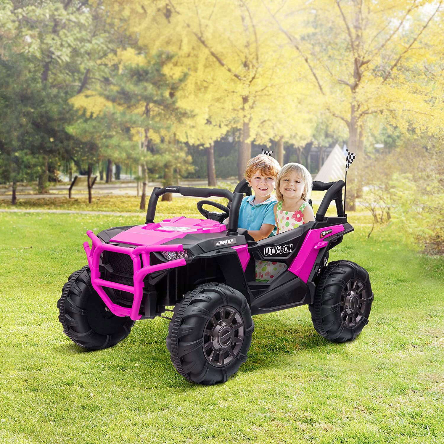 TOBBI 12V Kids Electric Battery Powered Ride On 3 Speed Toy SUV Car, Pink (Used)