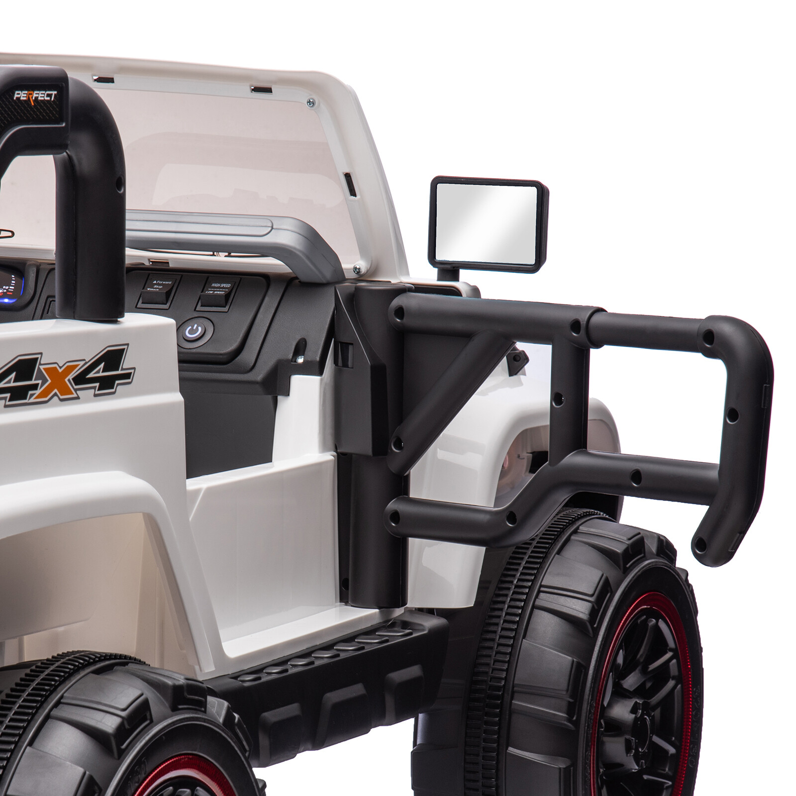 White Two Seater 12V Battery Kids Ride On Car Truck with 3 Speeds,LED,MP3,Remote