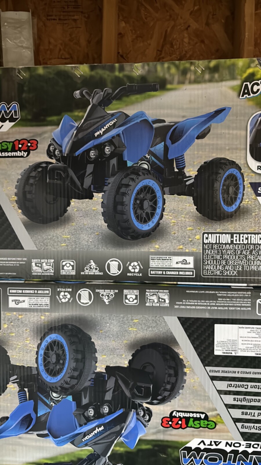 12 Volt Blue Phantom ATV Branded Battery Powered Rideon for Boys and Girls Ages