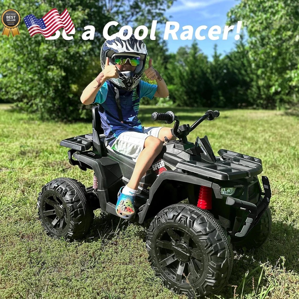 Kids ATV 4 Wheeler 24V Ride on Toys Car for Big Kids with 400W Motor 2 Black