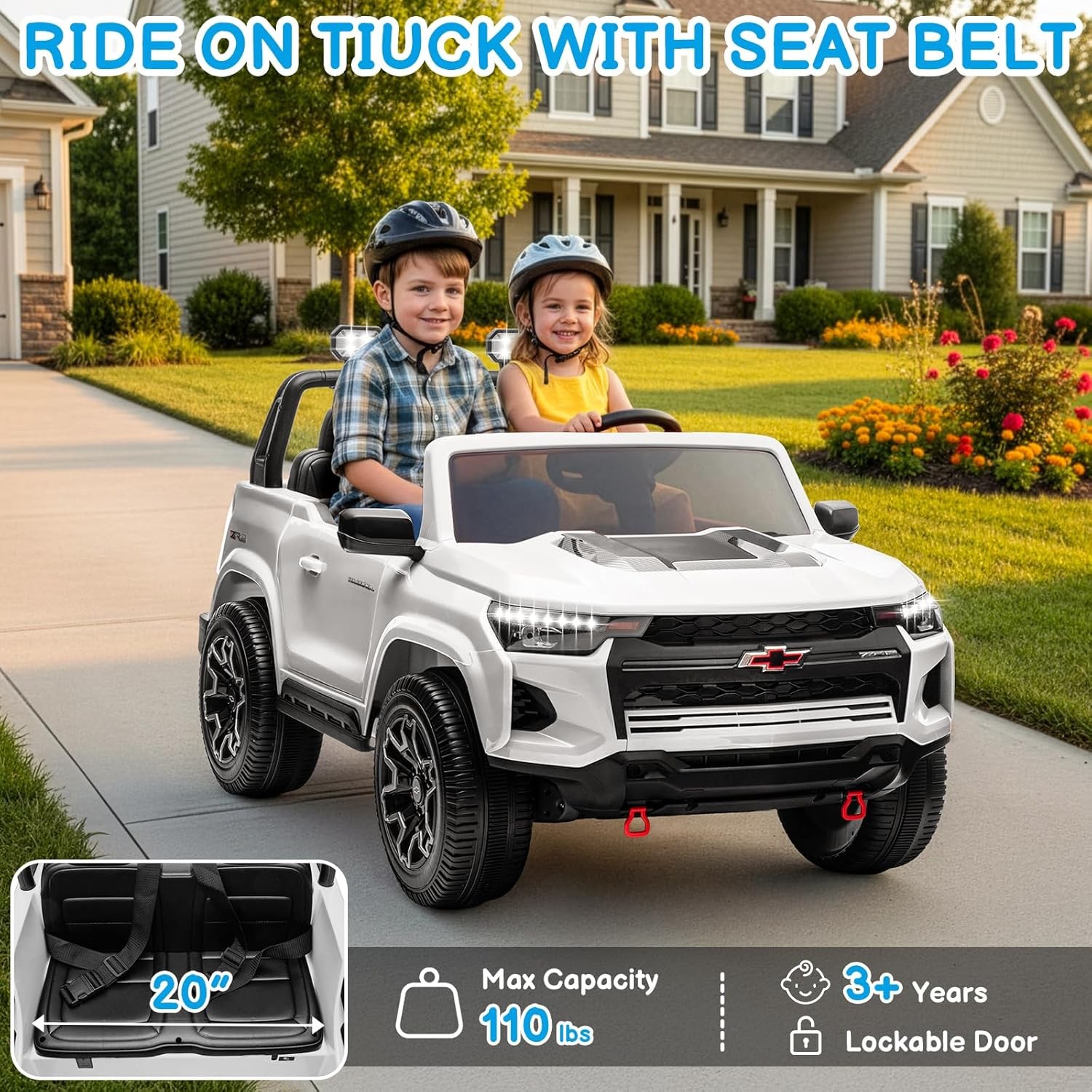 24V Licensed Chevrolet Colorado Electric Car for Kids, Ride on Toys for Toddlers