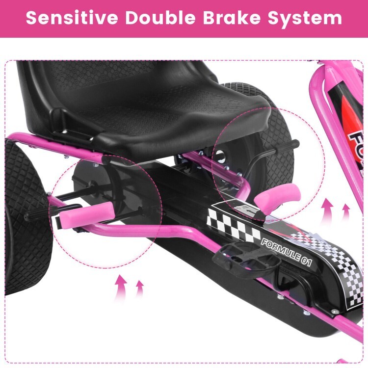 4 Wheels Kids Ride On Pedal Powered Bike Child Metal Go Kart Racer Car Play Toy