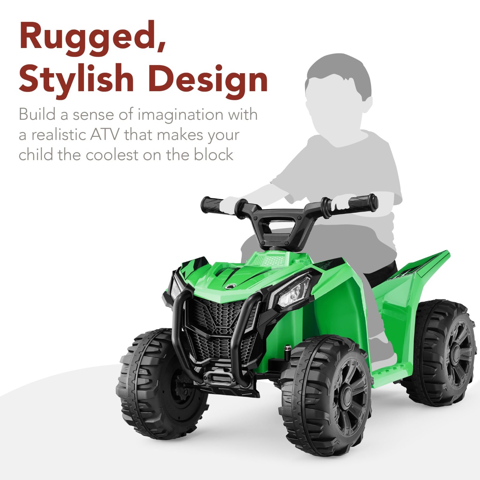Kids 6V Ride-On ATV Quad 4-Wheeler Toy Car, 1.8MPH, Treaded Tires, Rubber Handle