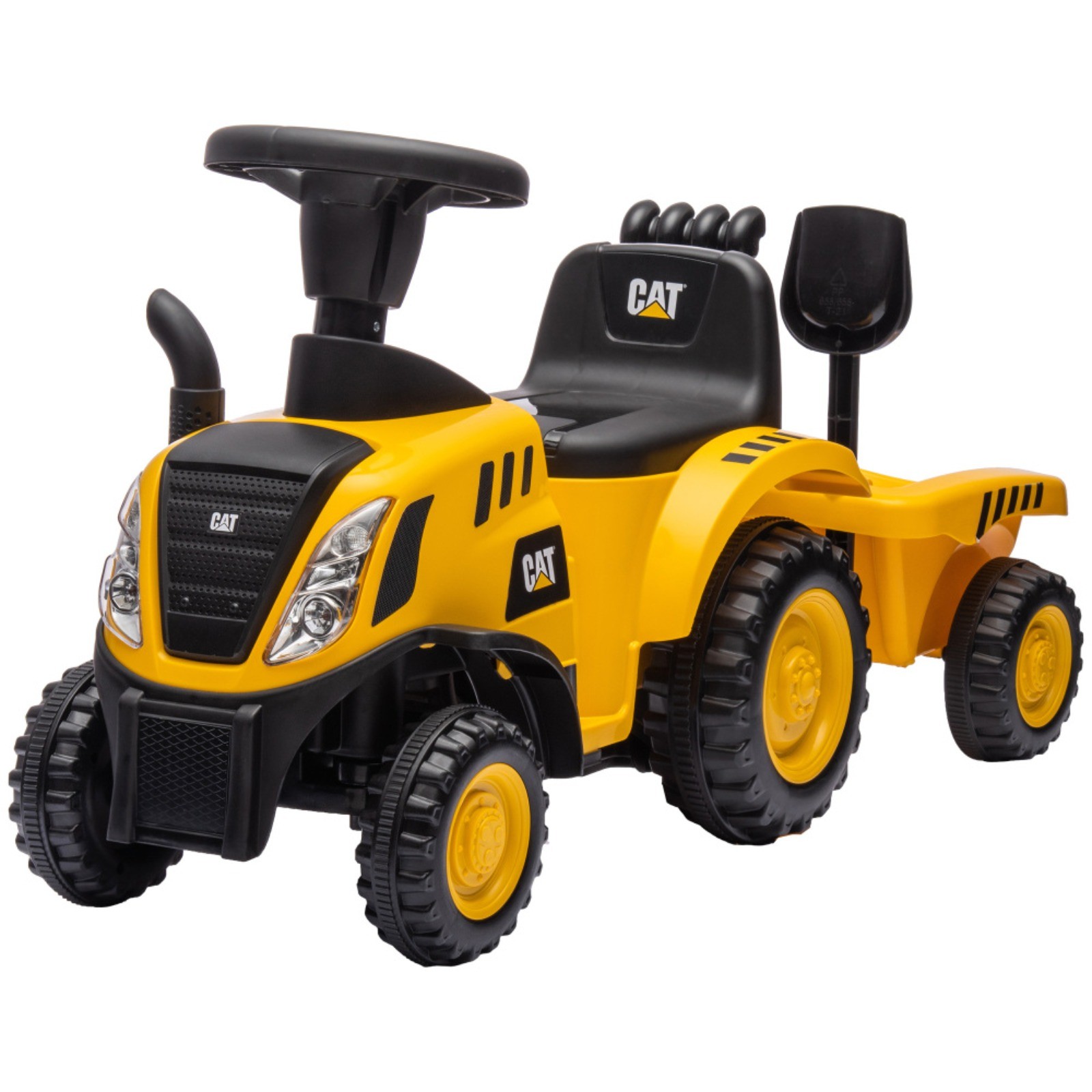 Qaba 2 in 1 Ride on Tractor Excavator Shovel Detachable Trailer 18-36M Yellow