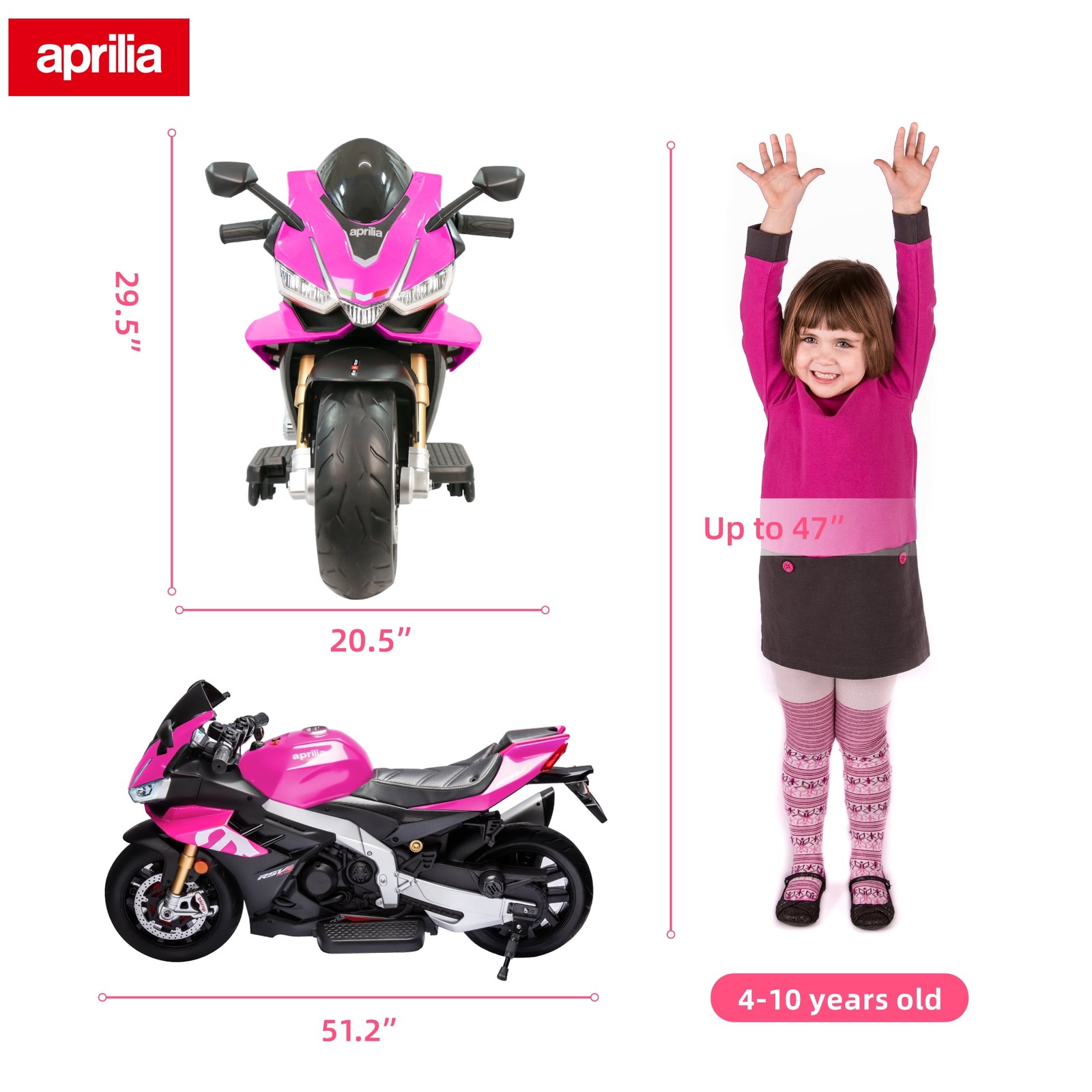 TCARAIWEN 24V Kids Motorcycle Electric Motorbike Aprilia Licensed Ride on Toy W/