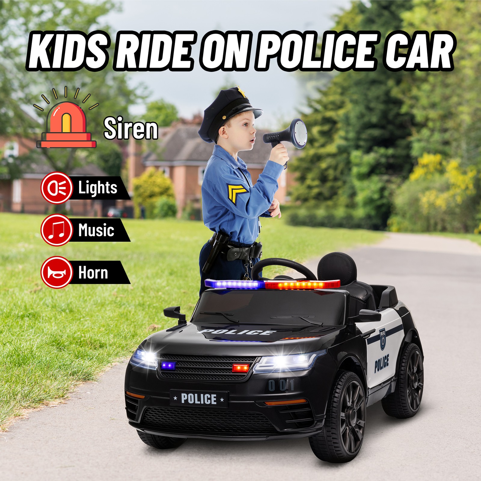 12V Kids Ride on Car w/ Remote Control, Black