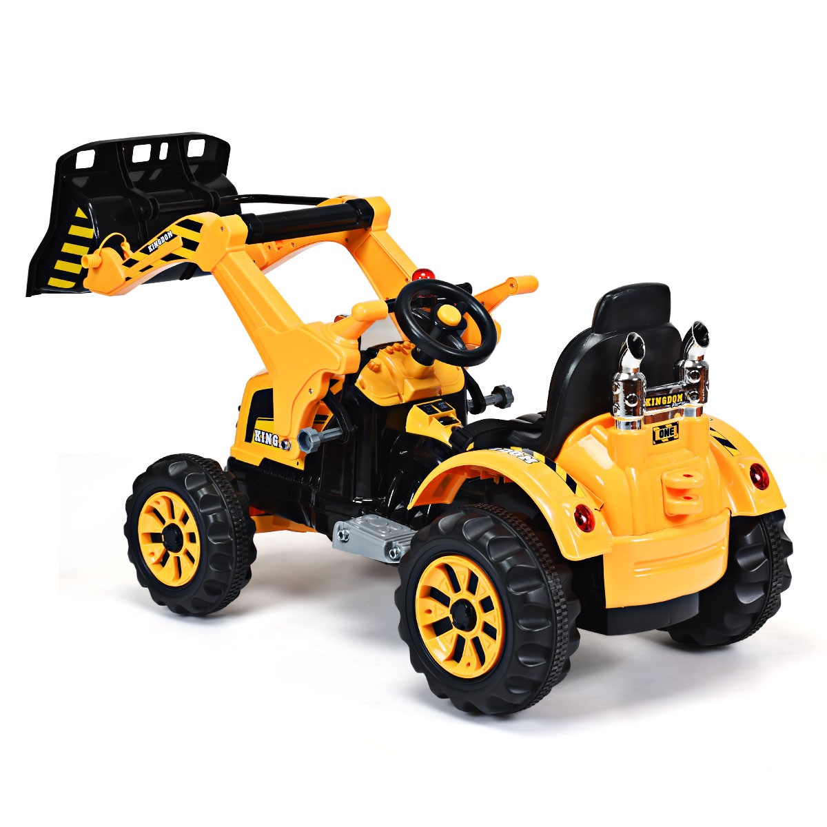 Kids Ride On Excavator Truck 12V Battery Powered With Front Loader Digger Yellow