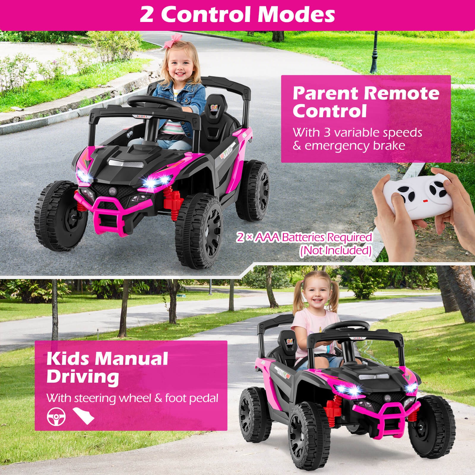 12V Kids Ride On Car Battery Powered Electric Remote Control LED Lights Music