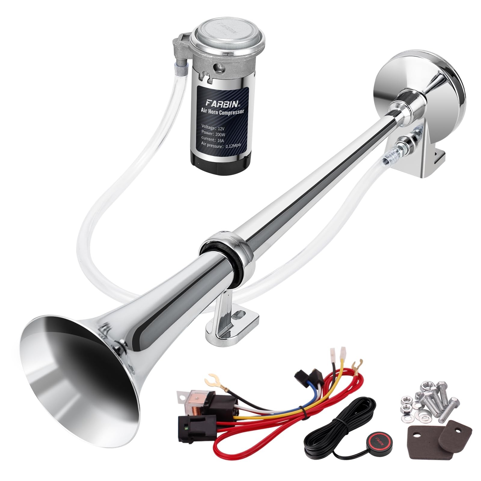 12V 150db Air Horn kit, Chrome Zinc Air Horn for Truck, Train Horn Kit for Tr…