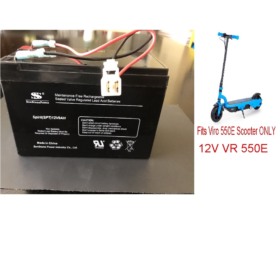 12V Battery w Special Connector for Viro Vega VR 550E 12V Scooter Extra Run Time