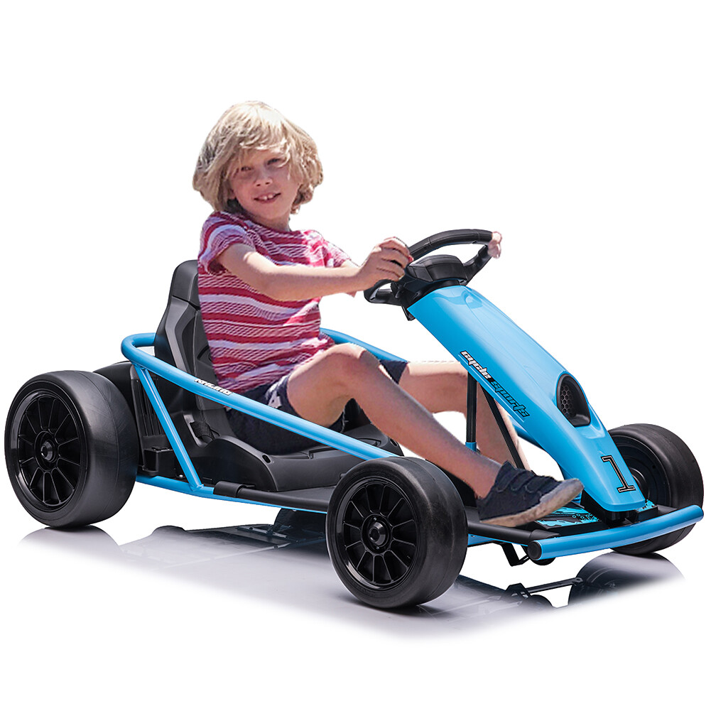 24V Go Kart for 8-12Y Kids, 300W*2 Motors, Drifting, Music, Horn, Load 175lbs