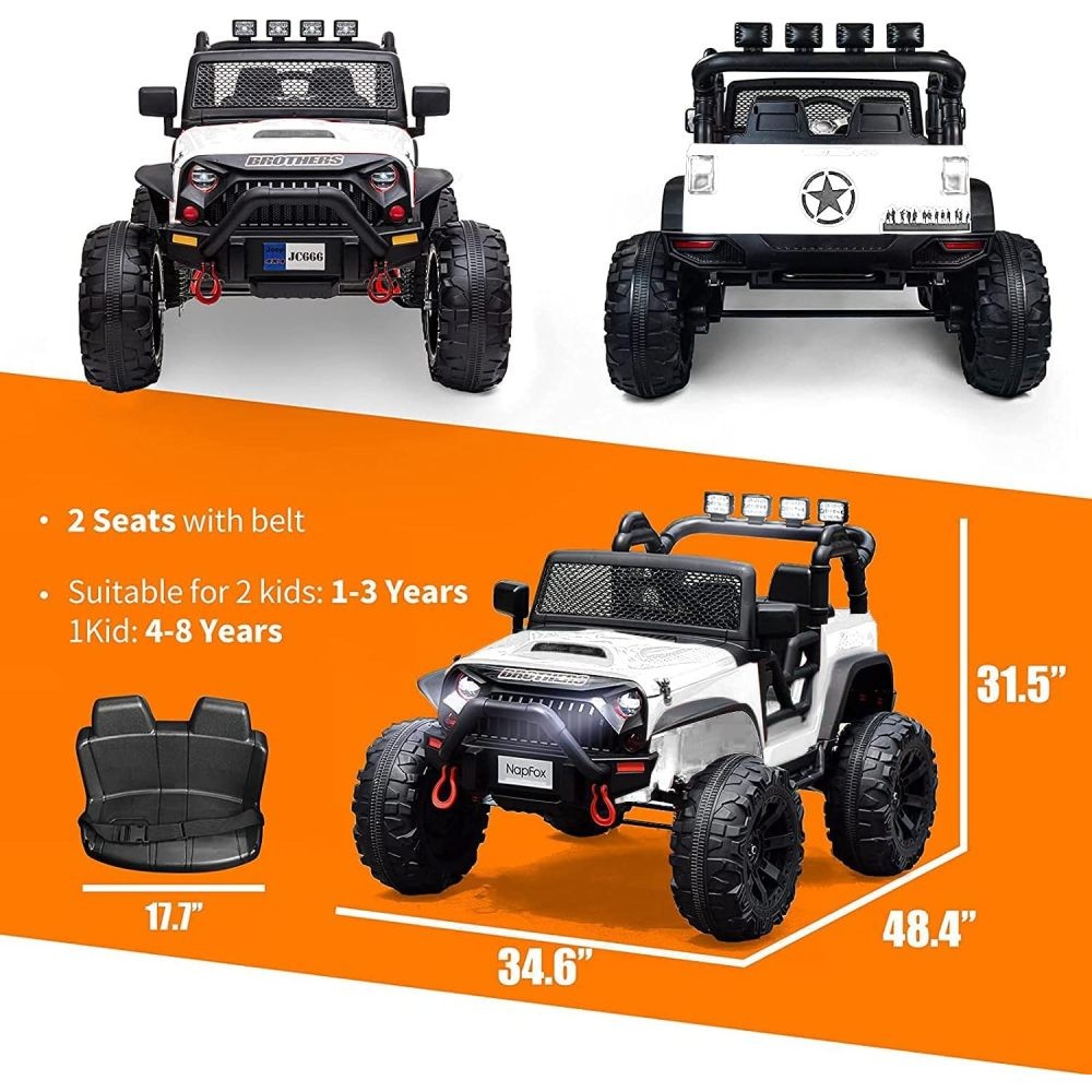 2 Seater Kids Electric Car Ride on Toy Wheel Truck with Remote Control, 3 Speeds