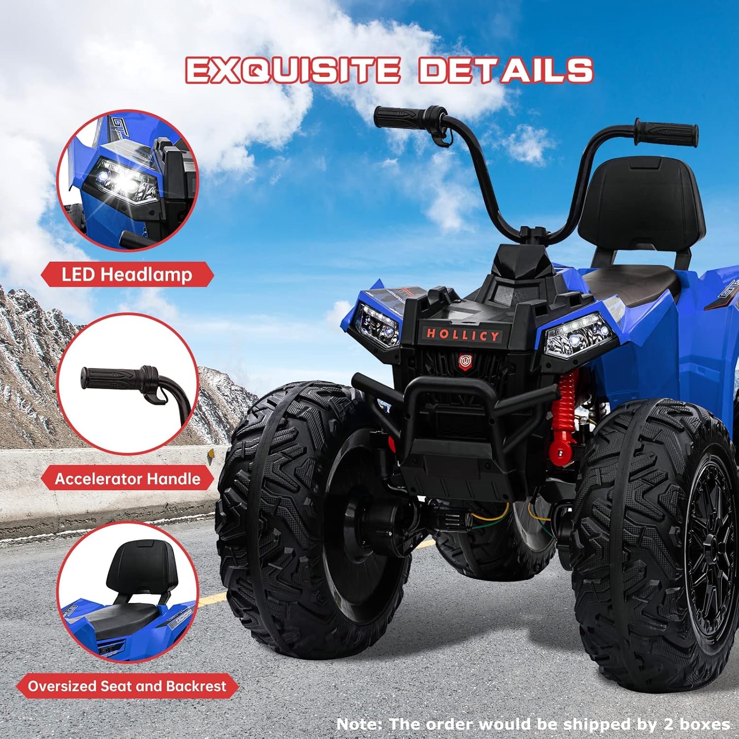 Kids ATV 24V Ride on Car 4WD Quad Electric Vehicle 4x80W 7AHx2 Battery LED Toy