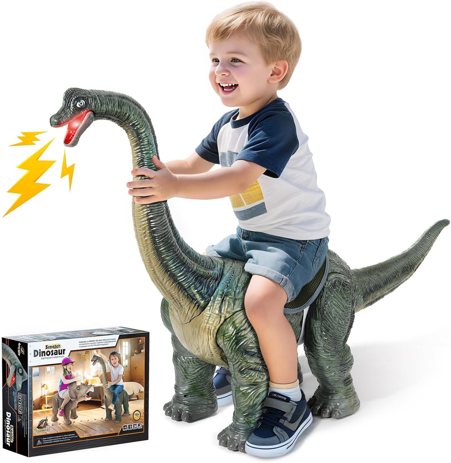 Twinkoo Realistic Brachiosaurus Stroller – Dinosaur Ride Toy Car for Kids