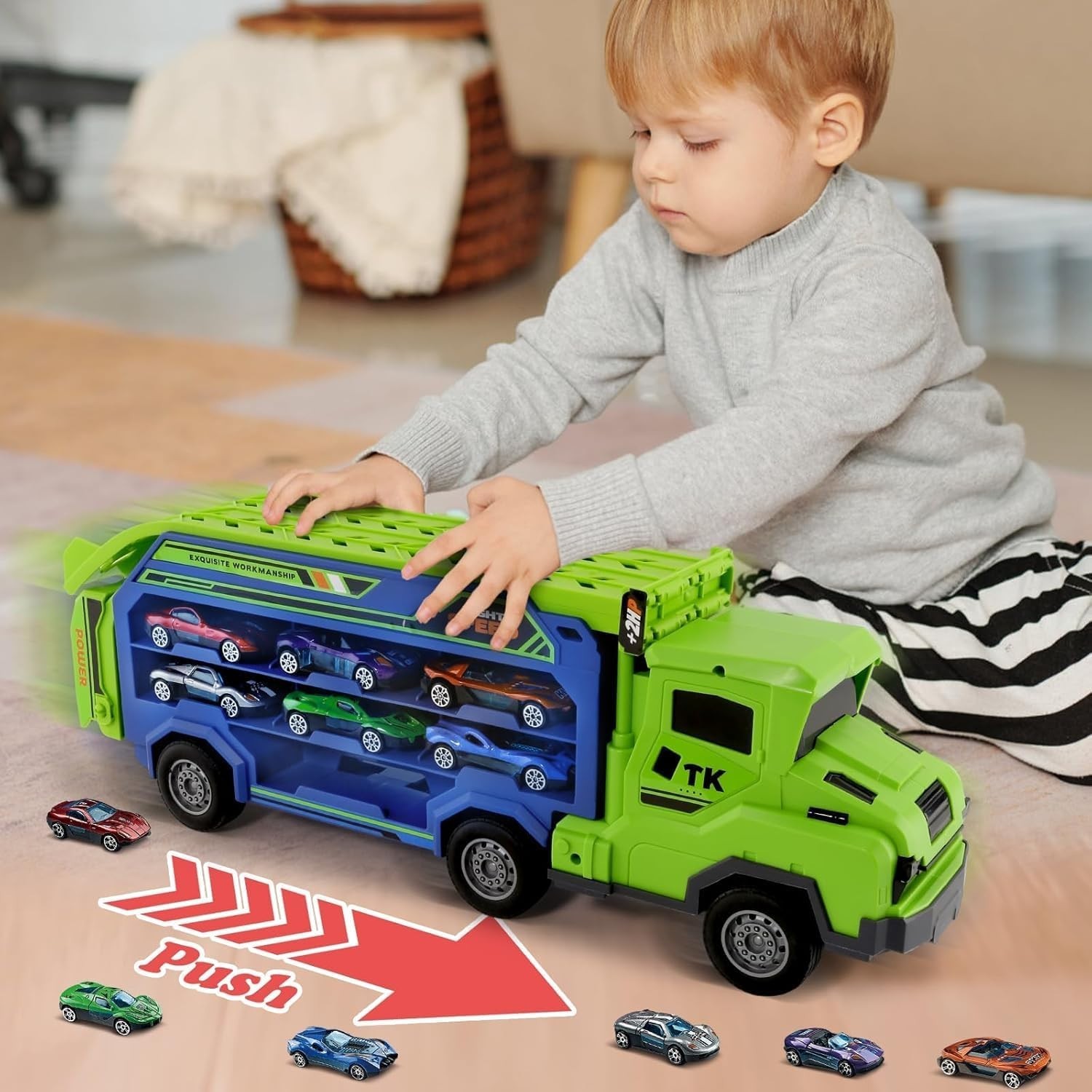 Foldable Car Race Track Set with 6 Die-Cast Cars – Ideal for Toddlers 3-8