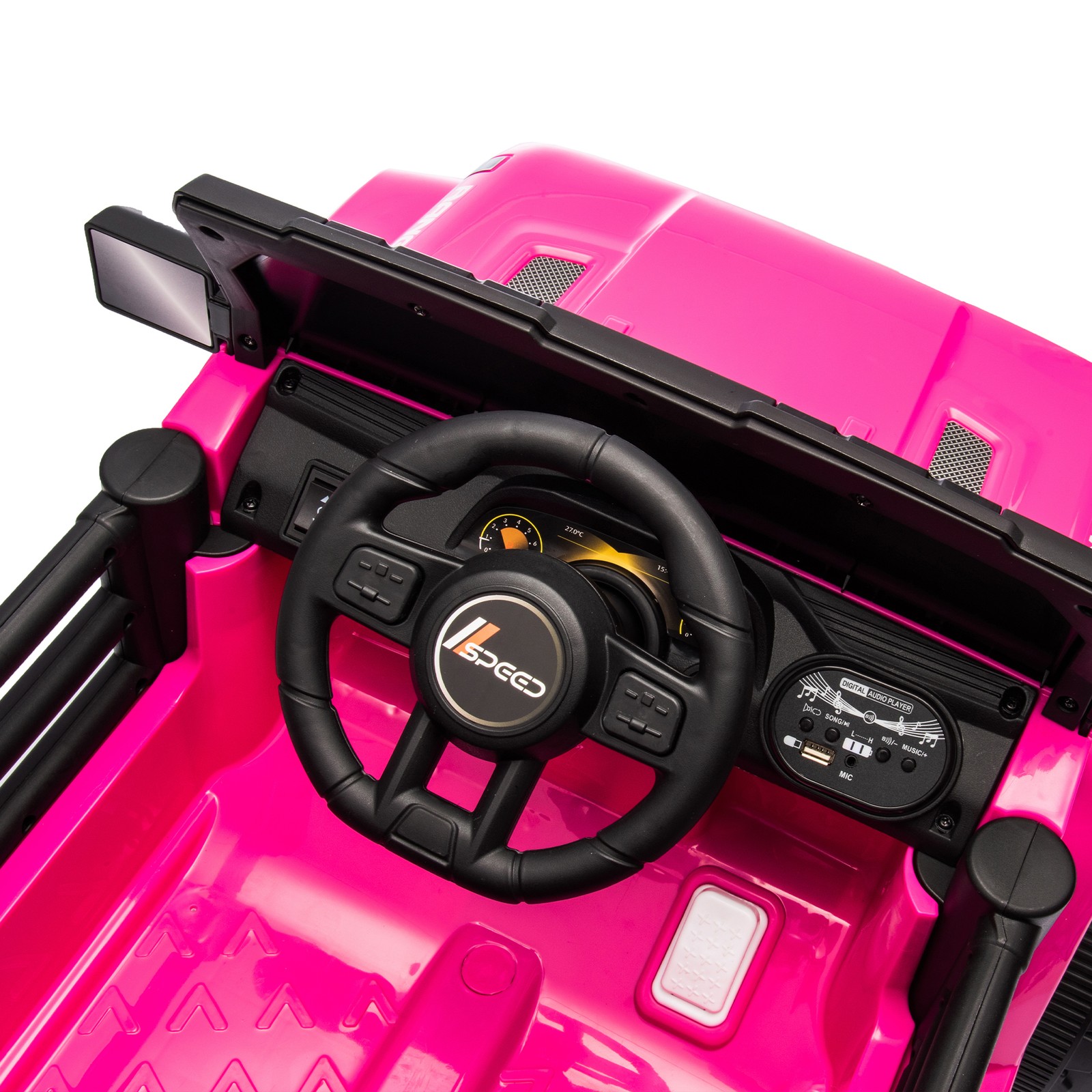 12V Kids Ride On Car Dual Drive 4 wheel With Bluetooth USB for Kids 2-4 Pink