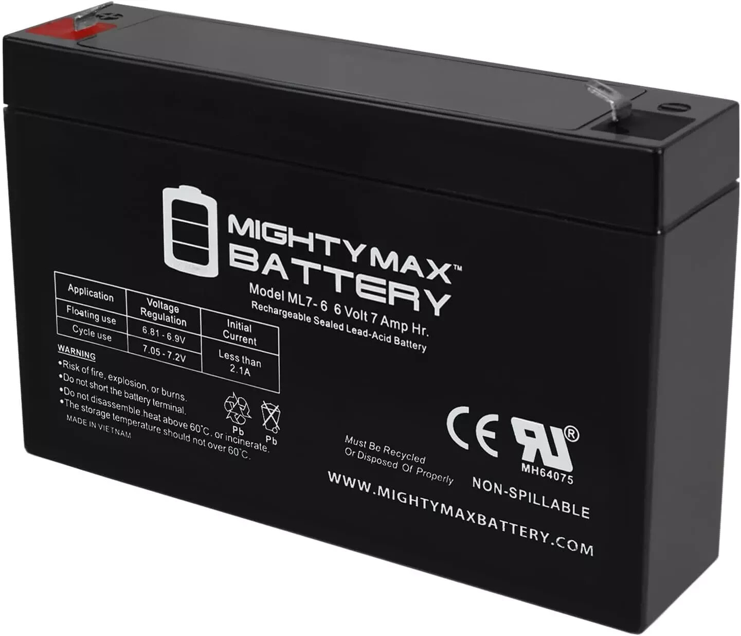 Kids Ride On Car 6V Replacement Battery 7 Amp Hr. for Electric Power Wheels