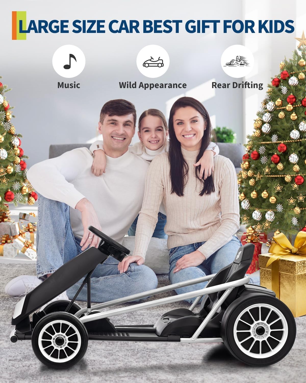24V Go Kart for Kids High Speed Drifting Outdoor Ride On Toy for Teens W/ Music