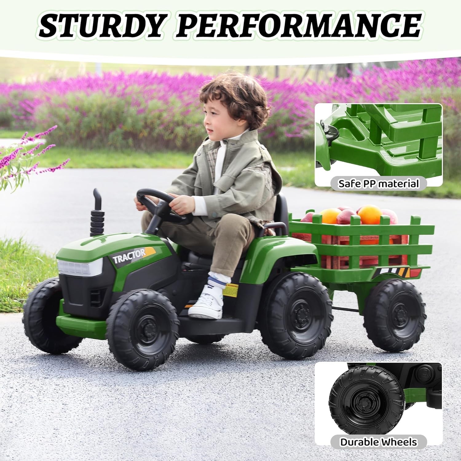 Kids Electric Ride On Toy Tractor Toddlers 12V Battery-Powered Car to Drive 35W