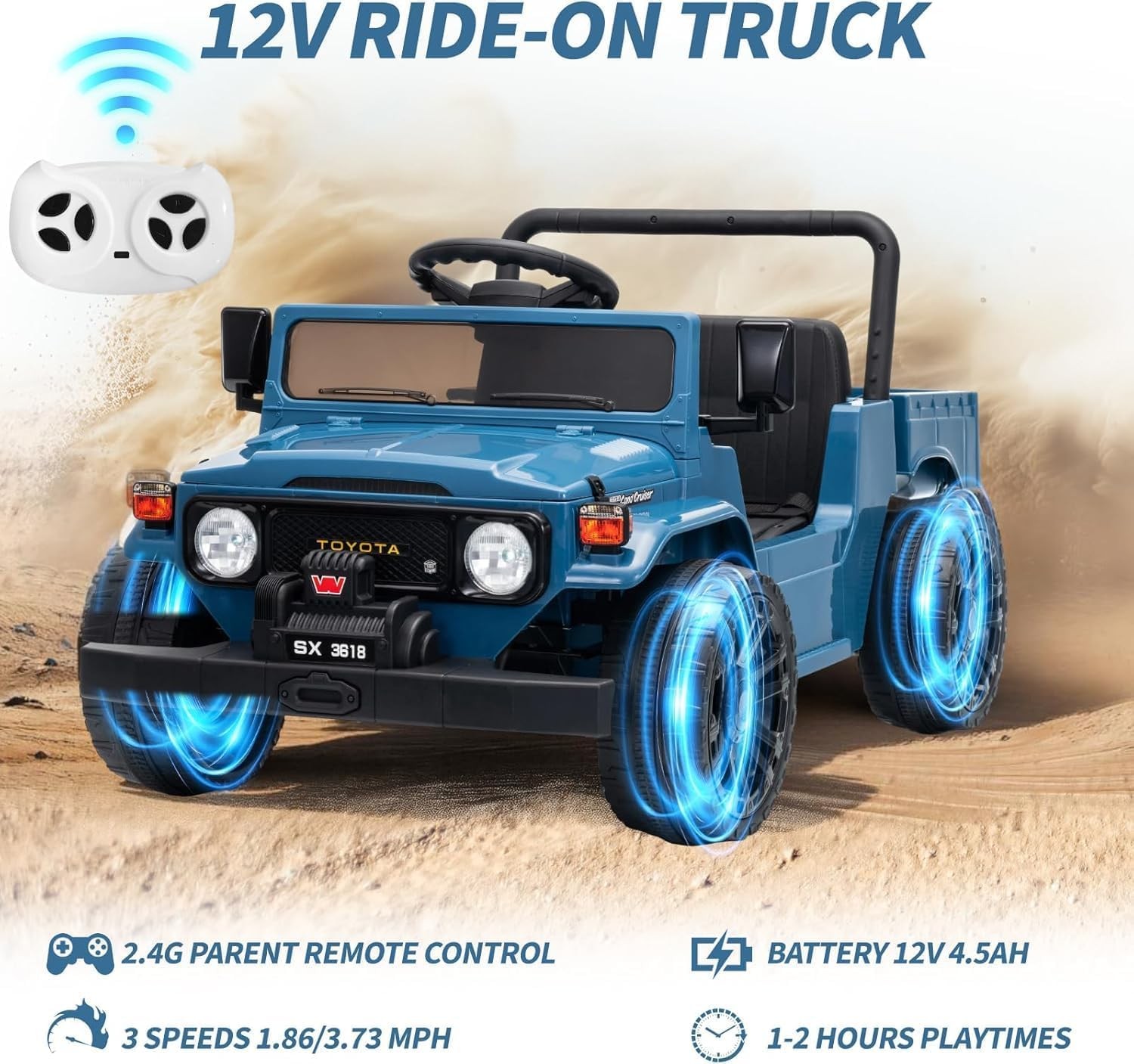 Toyota Licensed 12V Ride on Car,Pickup Truck with Battery Powered,Remote Control