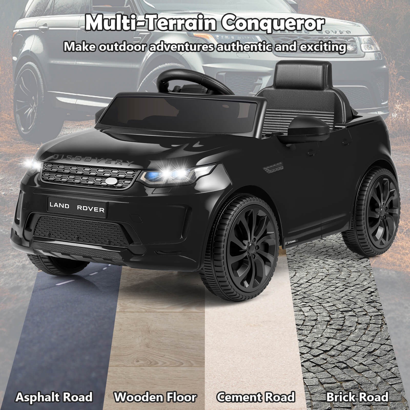 Licensed Land Rover Kids Ride on Car w/Remote Control, LED Lights, Music, Horn
