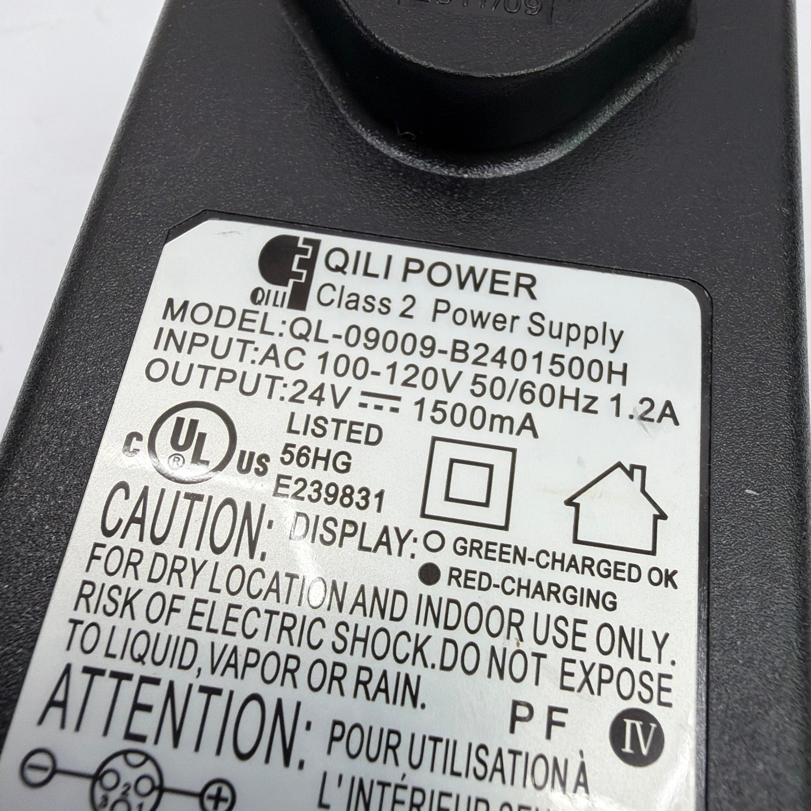 Razor Qili Power 24V 1.5A Charger QL-09009-B2401500H 3-Pin Power Supply
