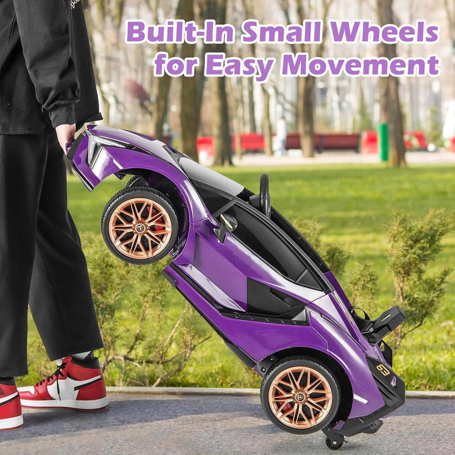 12V Licensed Lamborghini Sian Kids Ride on Car with Parent Remote Control, Sprin