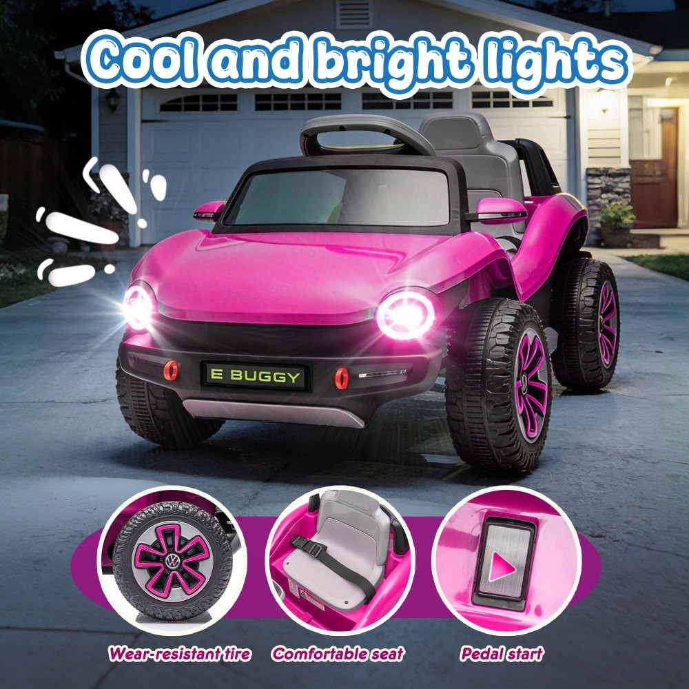 12V Kids Ride On Electric Car W/2.4G PC,Cute&Curvy Body,2WD,4-Wheel Suspension