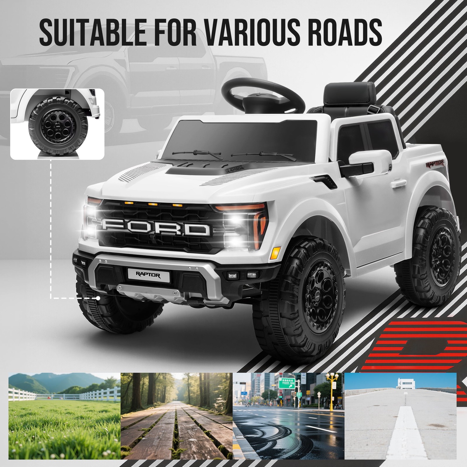 Ford F150 12V Ride On Toy Car Raptor Electric Powered Truck Remote Control