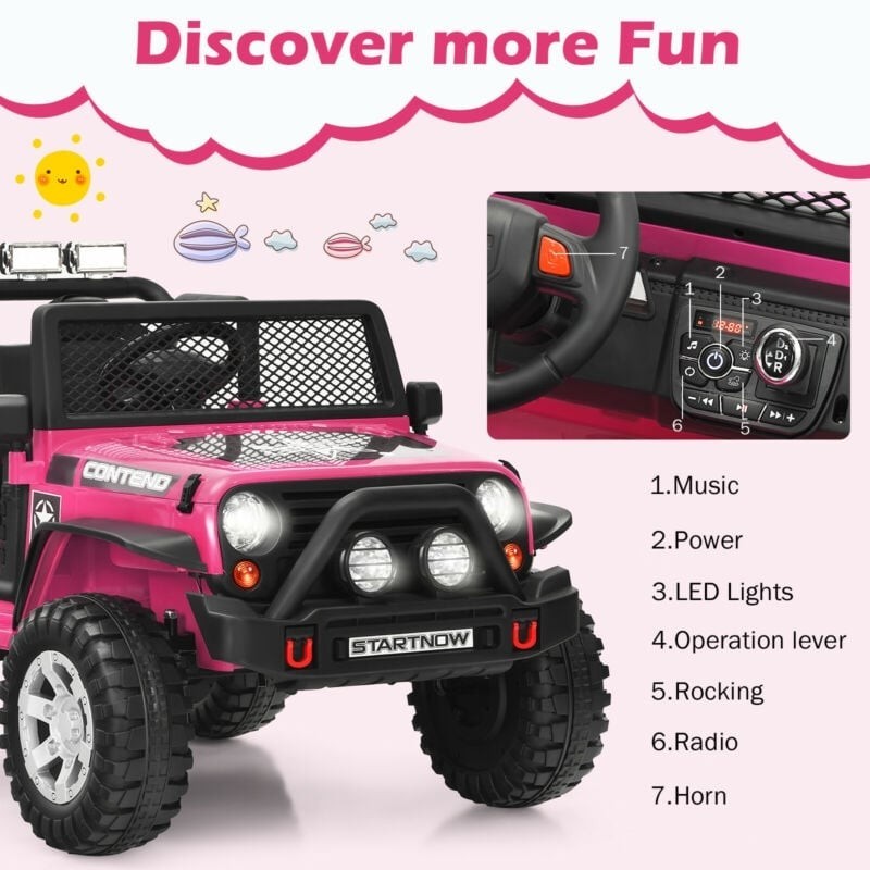 SEHOMY XMX618 Pink Battery Powered Ride-On Car, Vehicles Theme Ages 3-7