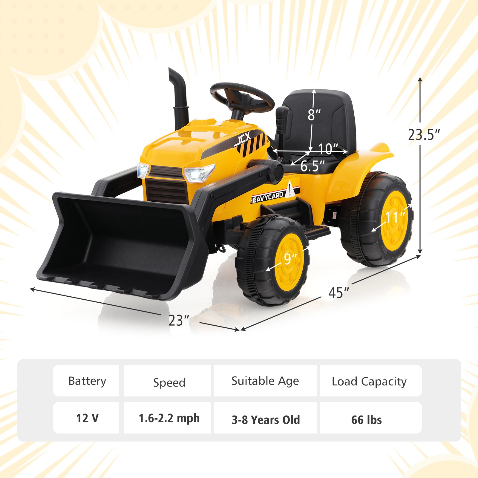 Kids 12V Ride On Excavator Digger Electric Bulldozer Tractor RC w/ Light & Music