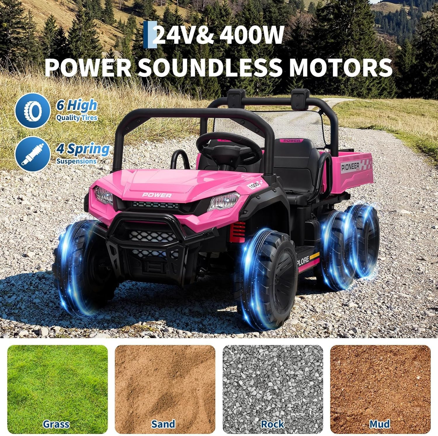 Kids 2 Seater Ride on Car 24V Electric Dump Truck 4WD UTV w/Parental Remote LED