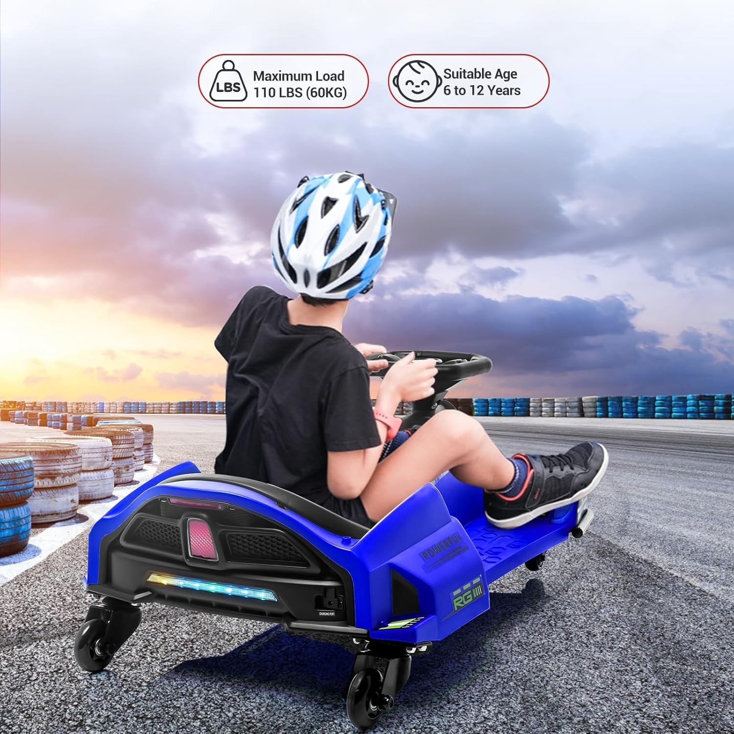 24V Electric Drift Car for Kids – Powerful RC Racing, Ages 8+, Perfect Gift,Blue